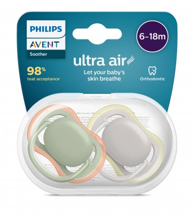 PHILIPS AVENT silikoninis čiulptukas ULTRA AIR DECO, 6-18 mėn., 2 vnt., SCF085/20 SCF085/20