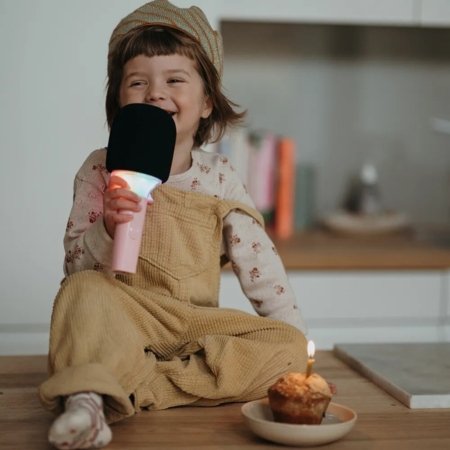 KIDYWOLF multifunkcinis mikrofonas su garsiakalbiu, rožinis, KIDYMIC-PI 