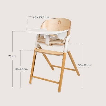 LIONELO maitinimo kėdutė CELIA, White natural wood 