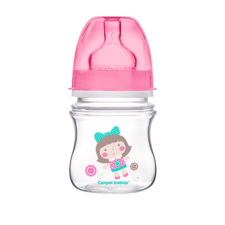 CANPOL BABIES plataus kaklelio buteliukas EASYSTART, colorful animals, 3-6 mėn+, 120 ml, 35/205 35/205