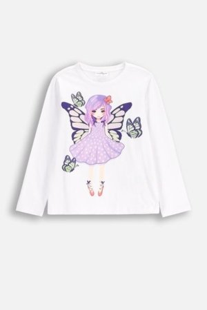 COCCODRILLO marškinėliai ilgomis rankovėmis EVERYDAY GIRL A, balti, WC5143102VGA-001-122, 122 cm 