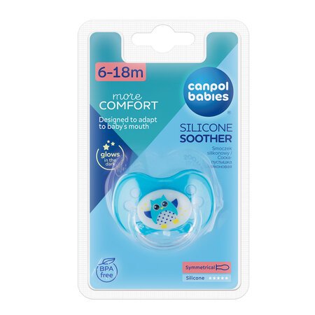 CANPOL BABIES silikoninis simetrinis čiulptukas OWL, 6-18 mėn., 22/569 22/569