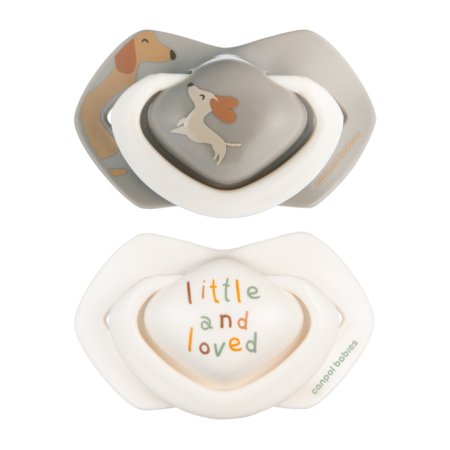 CANPOL BABIES silikoniniai simetriniai čiulptukai Light touch DOGS,  0-6m,  2 vnt.,  22/670 