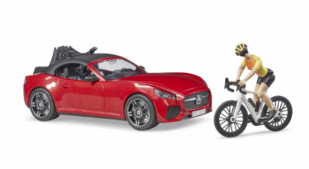 BRUDER automobilis Roadster ir dviratininkas su kelių dviračiu, 03485 03485