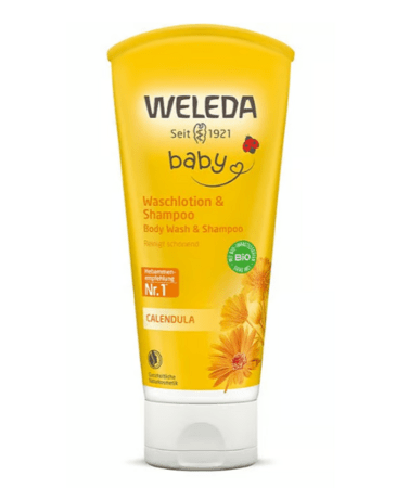 WELEDA vaikiškas šampūnas ir kūno prausiklis su medetkomis CALENDULA, 200 ml. 