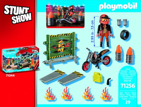 PLAYMOBIL STUNTSHOW Starter Pack Kaskadininkų šou motociklas su ugnine siena, 71256 71256