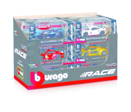 BBURAGO 1:43 automodelis Race Collezione, asort.,  18-38380 