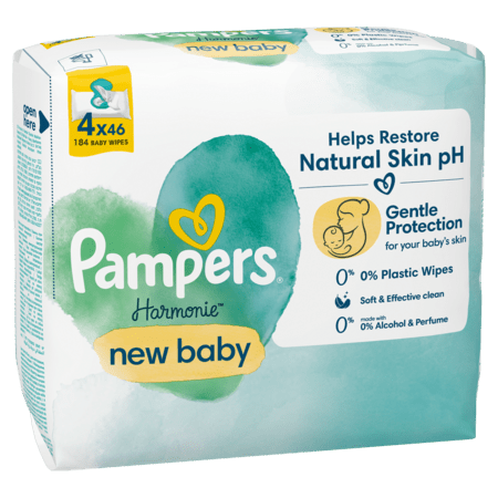 PAMPERS Drėgnos servetėlės Harmonie New Baby, 4x46, 184 vnt., 81783718 