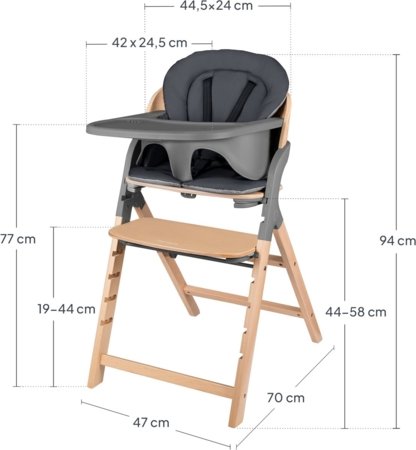 LIONELO maitinimo kėdutė MEGAN, Grey wood 