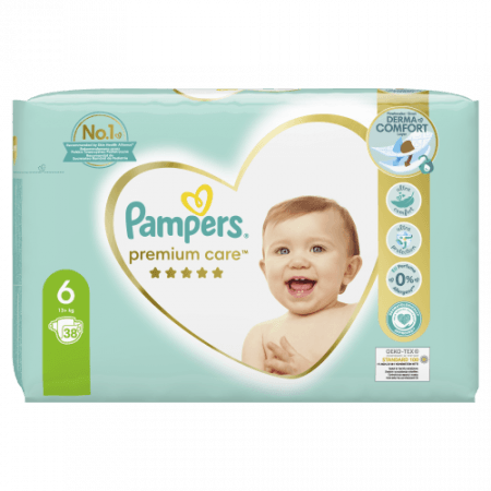 PAMPERS sauskelnės Premium Care 6 dydis 13kg+ 38 vnt., 81765779 