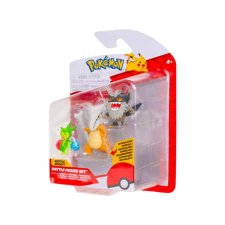 POKEMON Roselia su stovu, Perrserker ir Marowak veiksmo figūrėlės, 3 vnt, PKW4095 
